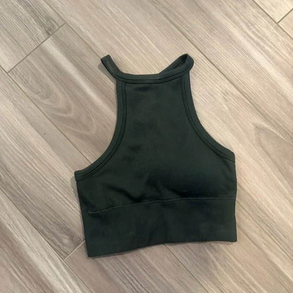 YoungLA Dark Green Halter Crop Top - Picture 2 of 5